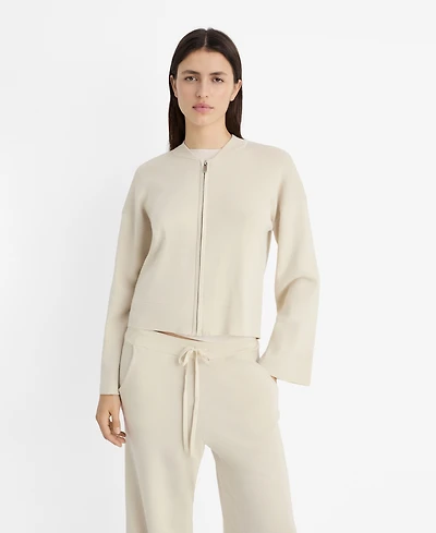 Mango Women's Rib-Knit Zipper Jacket