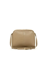 Susu Beige Leather Crossbody Bag Medium Size Women s Purse with Zipper Closure