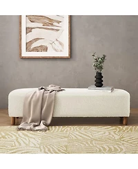 Upholstered Bench with Foam Cushion and Wood Legs, Rectangular Ottoman Bench for Bedroom, Living Room, or End of Bed Seating-The Pop Home
