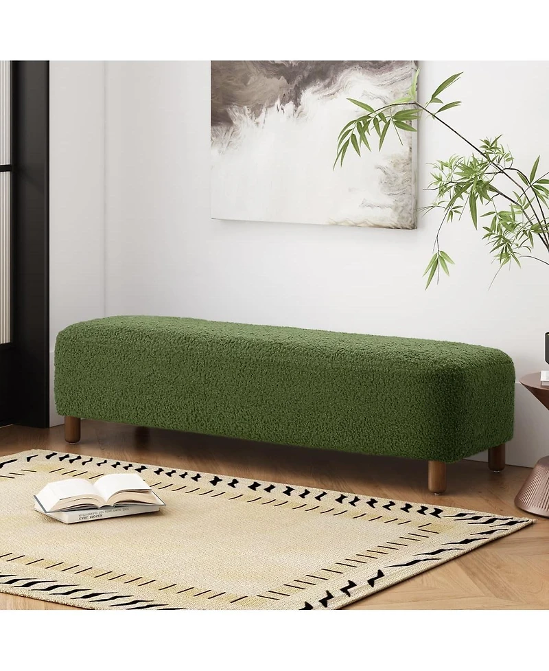Rectangular Upholstered Ottoman Bench with Foam Cushion and Wood Legs for Living Room or Bedroom Seating Modern Accent Furniture-The Pop Home