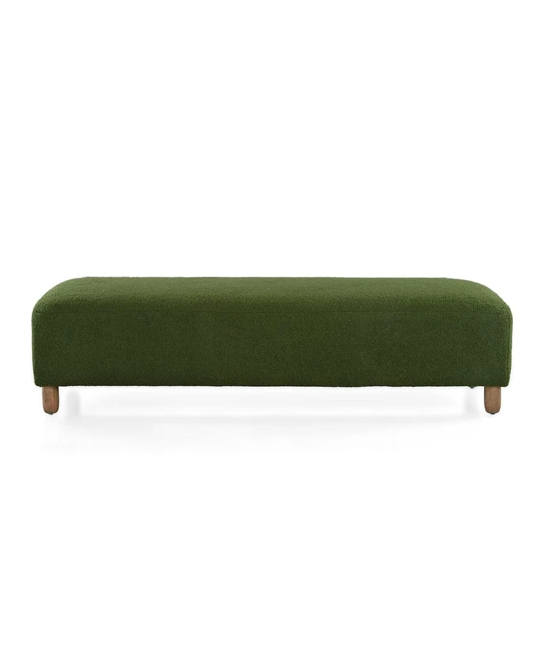 Rectangular Upholstered Ottoman Bench with Foam Cushion and Wood Legs for Living Room or Bedroom Seating Modern Accent Furniture-The Pop Home