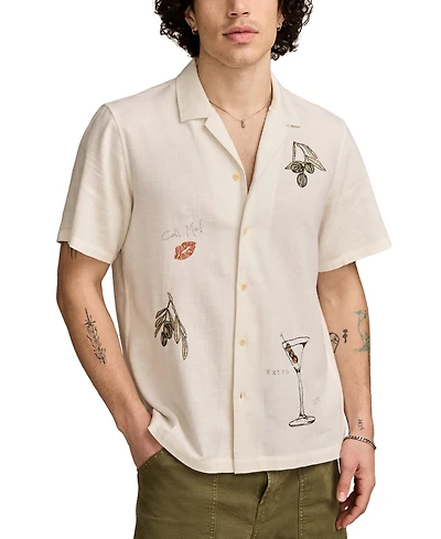 Lucky Brand Men's Vice Short Sleeve Button-Front Graphic Camp Shirt