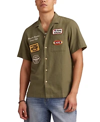 Lucky Brand Men's Short Sleeve Jeep Patch Embroidered Button-Front Shirt