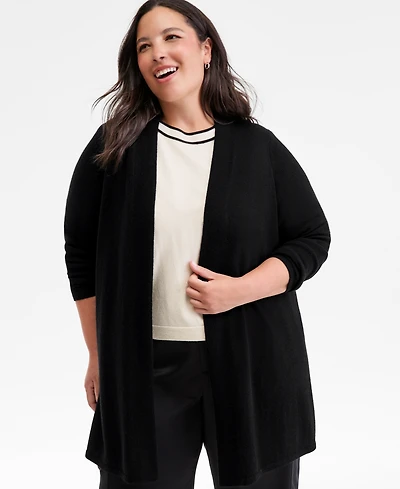 Charter Club Plus 100% Cashmere Duster Cardigan, Macy's Exclusive