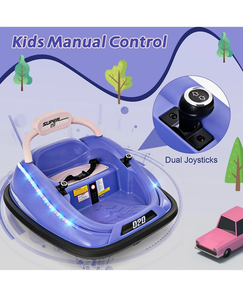 12V Kids Bumper Car Ride on Toy with Remote Control and 360 Degree Spin Rotation