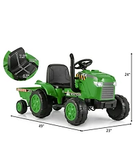12V Kids Ride On Tractor with Trailer and Remote Control