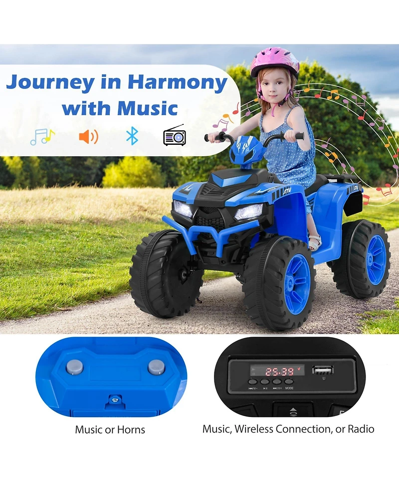 24V Kids Ride-On Electric Atv with Wireless Connection for Toddlers 3-8 Years Old