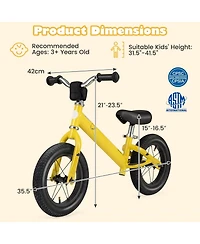 12 Inch Toddler Balance Bike with Height Adjustable Handlebar and Seat