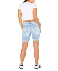 Celebrity Pink Juniors' Cuffed Hem Bermuda Denim Shorts