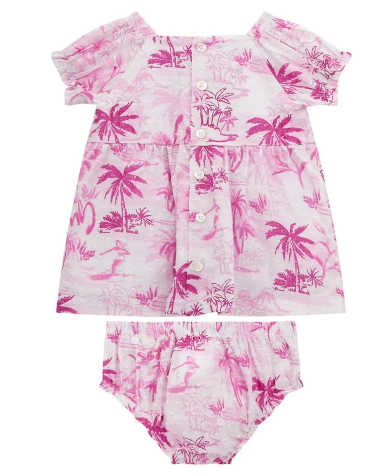 Guess Baby Girls 2-Piece Puff Sleeve Printed Dress and Coordinating Bloomer Set
