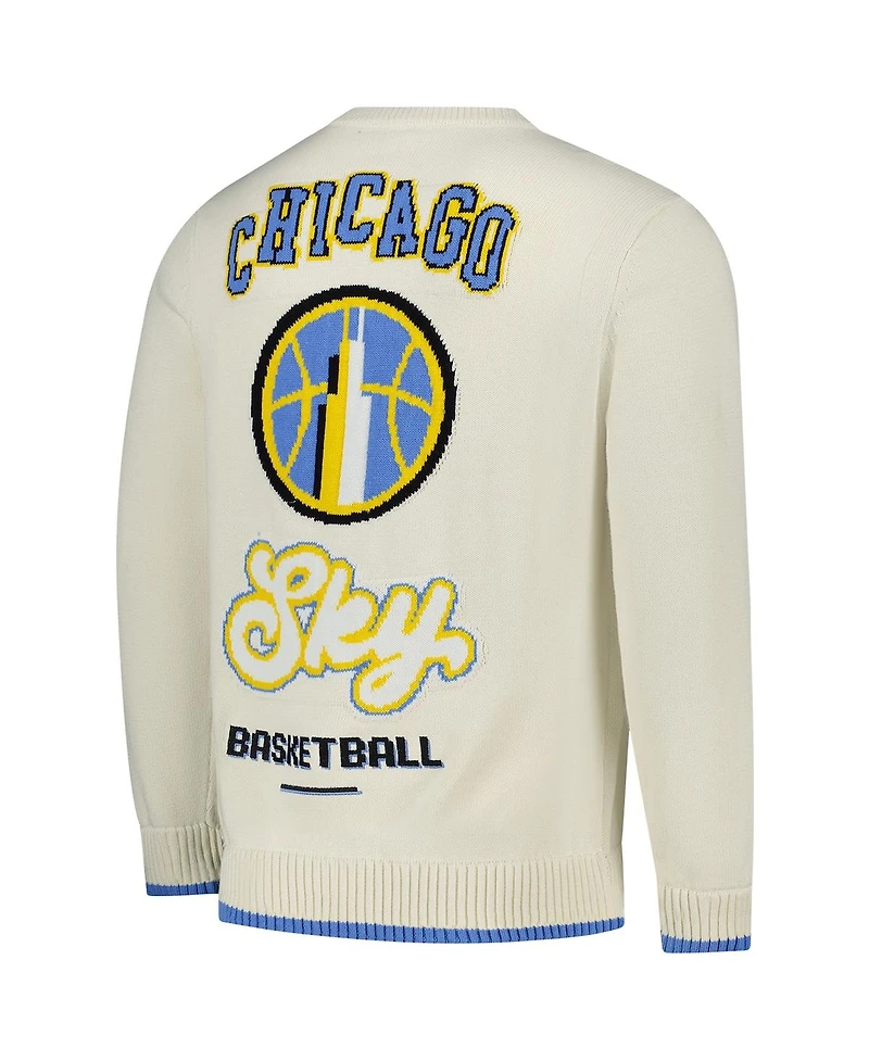 the Wild Collective Men's and Women's Cream Chicago Sky Jacquard Pullover Sweater