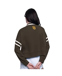 Starter Women's Brown San Diego Padres Power Play Cropped Pullover Sweatshirt