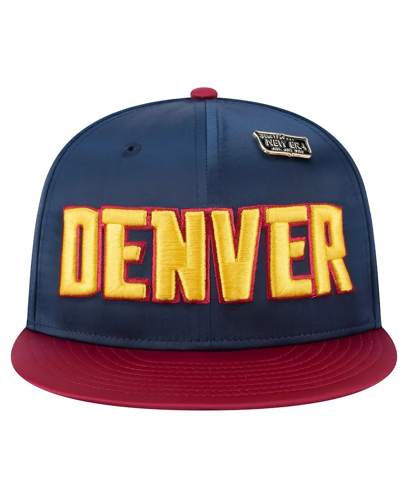 New Era Men's Navy/Red Denver Nuggets Throwback Satin Vintage Pin Two-Tone 59FIFTY Fitted Hat
