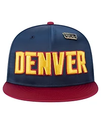 New Era Men's Navy/Red Denver Nuggets Throwback Satin Vintage Pin Two-Tone 59FIFTY Fitted Hat