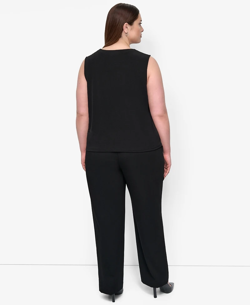 Dkny Plus Asymmetric Sleeveless Knit Top