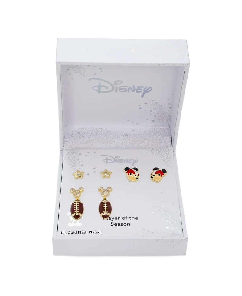Disney Cubic Zirconia Mickey Mouse Football Earring Set
