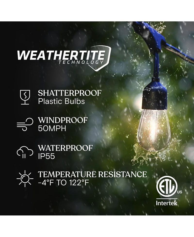 Ambience Pro 27 ft. Outdoor Solar Led 2-Watt String Lights with Warm White Hue