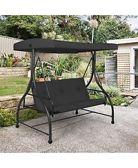 3 Seats Outdoor Swing Hammock with Adjustable Tilt Canopy