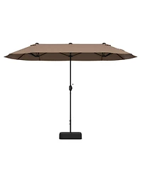 Gymax 13FT Double-sided Patio Umbrella w/ Crank Handle Base Safety Lock