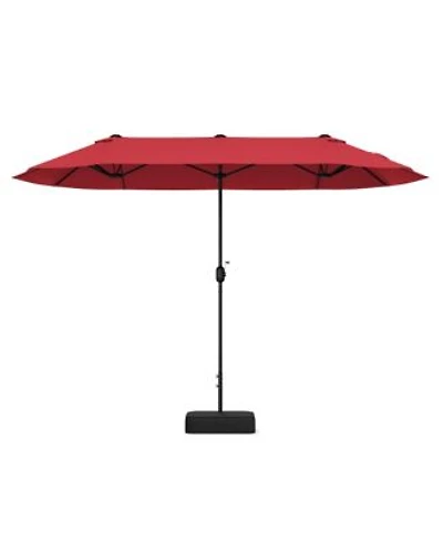 Gymax 13ft Double Sided Patio Umbrella W Crank Handle Umbrella Base Safety Lock