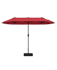 Gymax 13ft Double Sided Patio Umbrella W Crank Handle Umbrella Base Safety Lock