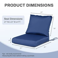 Aoodor Outdoor Chair Cushions Set of 2, 21"x21", Water Resistant Deep Seat with Handle & Adjustable Straps.