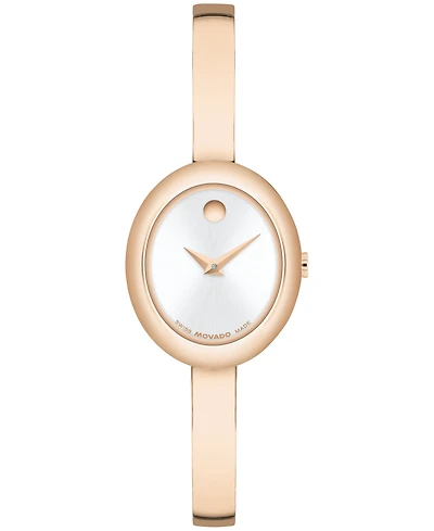 Movado Women's Museum Oval Bangle Swiss Quartz Rose Pvd Watch, 22 x 26mm