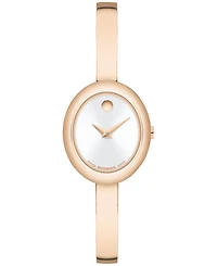 Movado Women's Museum Oval Bangle Swiss Quartz Rose Pvd Watch, 22 x 26mm