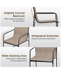 2 Pcs Outdoor Dining Chairs Patio Furniture Chair with Breathable Seat & Backrest
