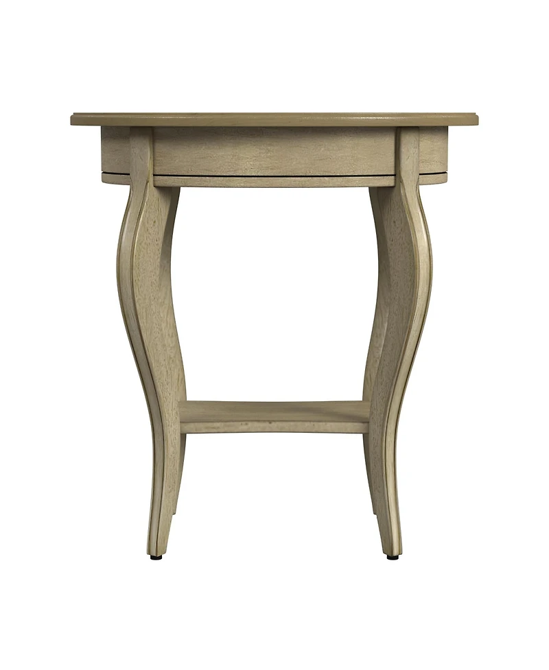Contemporary Oval End Table with Drawer and Shelf in Manufactured Wood