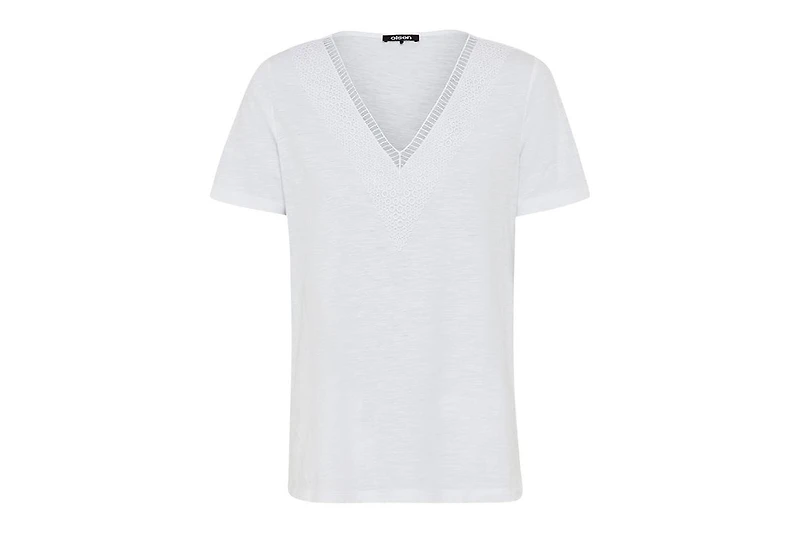 Olsen Women's Modern Eyelet V-Neck T-Shirt