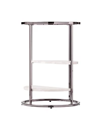 Marble Round End Table with Two Shelves for Living Room or Bedroom
