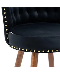 Set of 2 Swivel Bar Stools with Backrest and Footrest Upholstered Counter Height Chairs Solid Wood Legs for Kitchen Island Dining or Home Bar-The