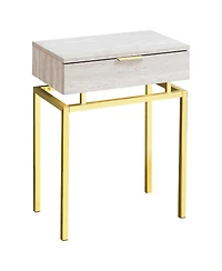 Wood and Metal End Table with Drawer – Industrial Style Accent Table for Living Room or Bedroom