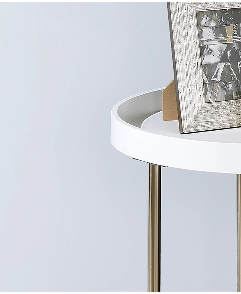 Contemporary Wooden Round Side Table for Living Room or Bedroom