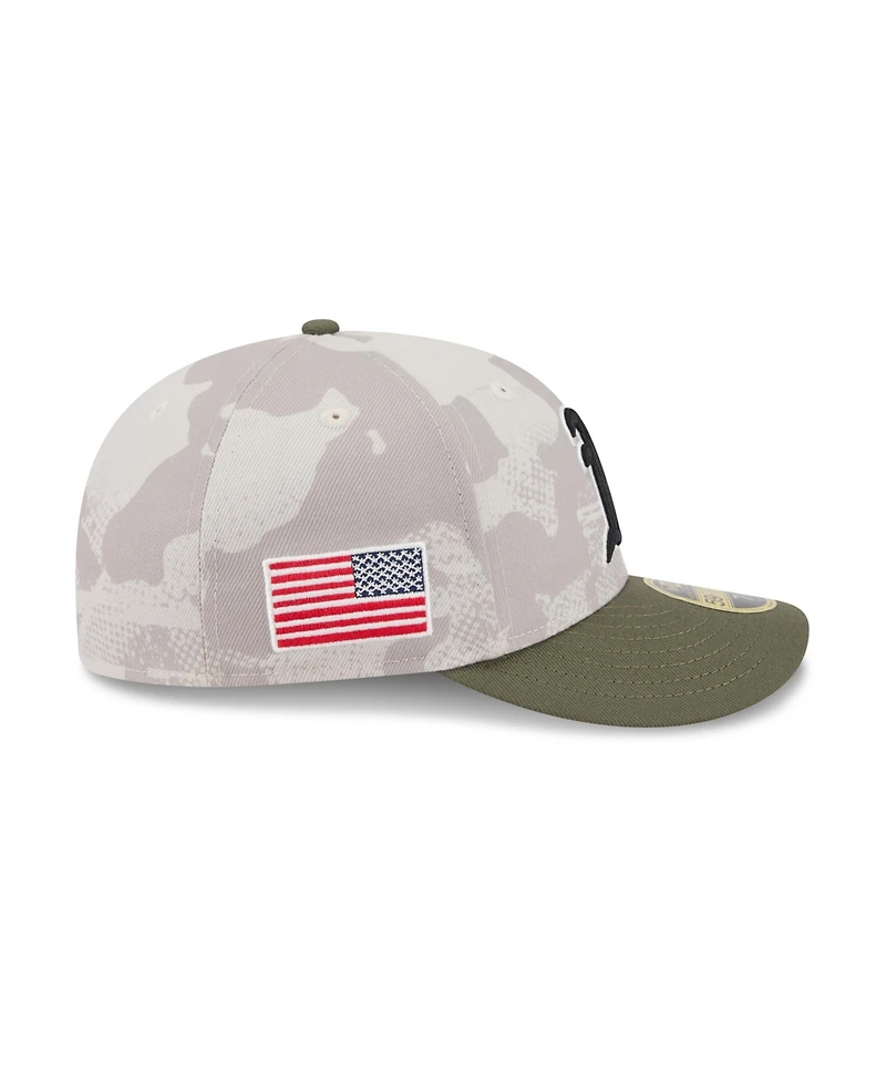 New Era Men's Light Beige/Olive Athletics 2025 Armed Forces Day Low Profile 59FIFTY Fitted Hat