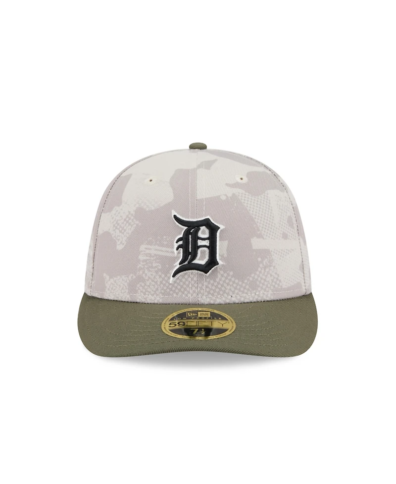 New Era Men's Light Beige/Olive Detroit Tigers 2025 Armed Forces Day Low Profile 59FIFTY Fitted Hat