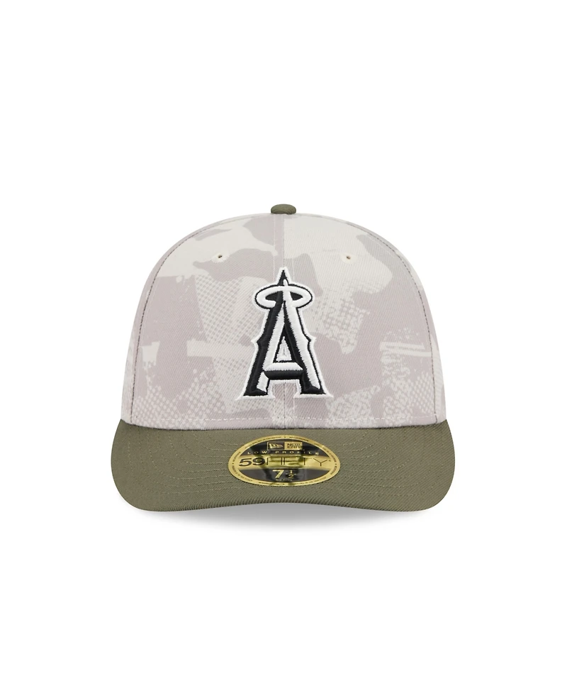 New Era Men's Light Beige/Olive Los Angeles Angels 2025 Armed Forces Day Low Profile 59FIFTY Fitted Hat