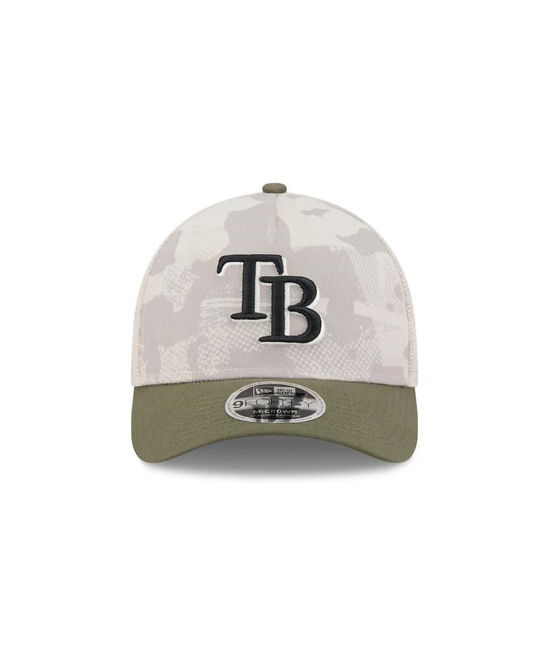 New Era Men's Light Beige/Olive Tampa Bay Rays 2025 Armed Forces Day 9FORTY M-Crown A-Frame Adjustable Hat