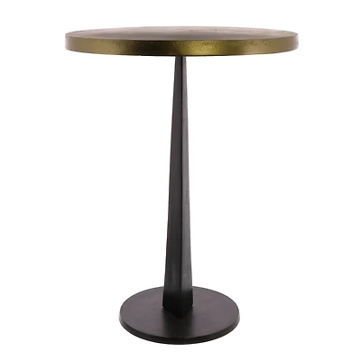 Distressed Iron Round End Table for Rustic Living Room or Bedroom Decor