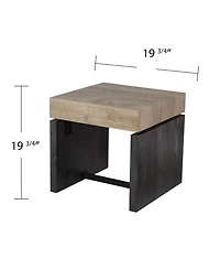 Square Wood and Iron End Table for Modern Living Room or Office