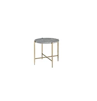 Industrial Round End Table with Manufactured Wood and Metal Frame