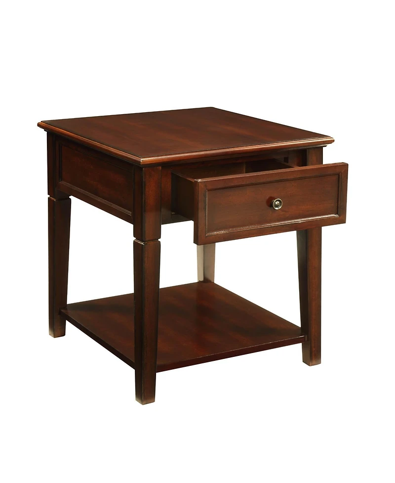 Functional Manufactured Wood Rectangular Side Table with Storage Drawer and Shelf