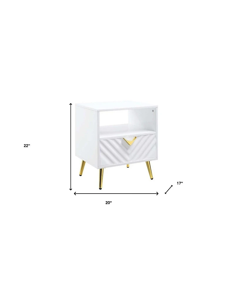 Industrial Rectangular End Table – Wood and Metal with Drawer & Shelf