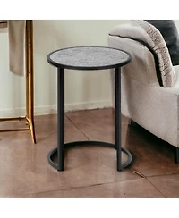 Farmhouse Style Round End Table with Bottom Shelf