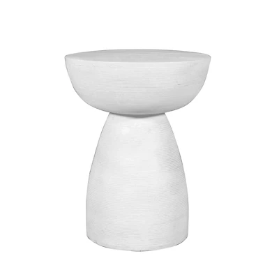 Solid Wood Round End Table – 22" White Distressed Finish for Farmhouse Style