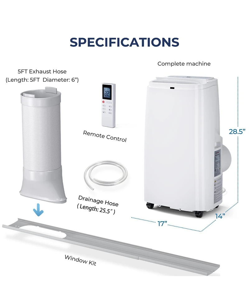 12000 Btu 3-in-1 Portable Air Conditioner with Remote Control