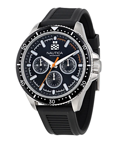 Nautica Men's Analog Black Silicone Watch, 46mm