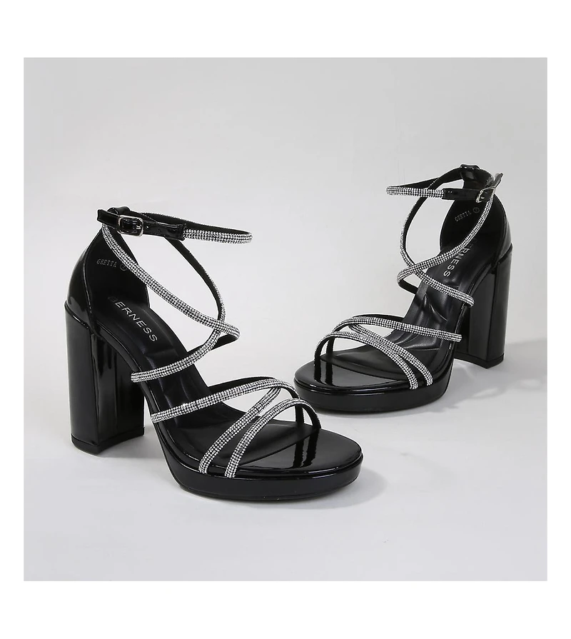 Gretta Rhinestone Strappy Platform Heels
