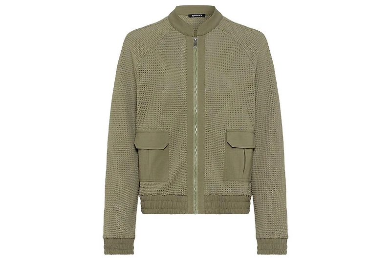 Olsen Women's Mixed Media Zip Front Bomber Jacket